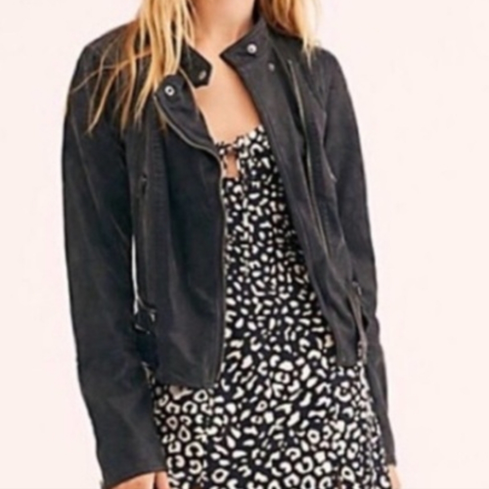 Free People We The Free Free people Faux Waxed Leather Moto Jacket. Size Small.
